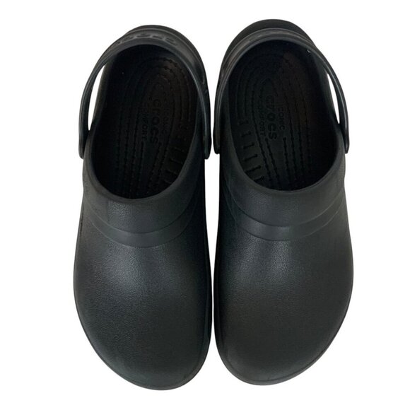 Crocs Work Bistro Clogs Black Mens 10 Womens 12 Slip-On Iconic Comfort - Picture 6 of 9